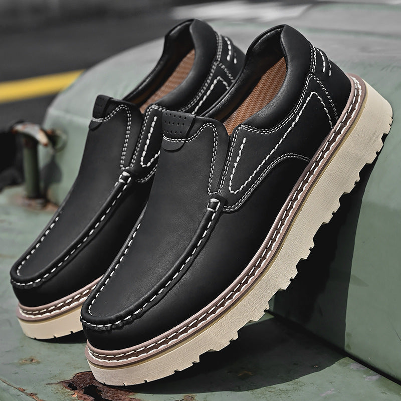 Mocassins en cuir pour homme — semelle en caoutchouc antidérapante — travail