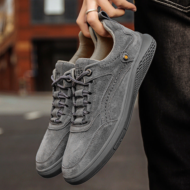 Zapatos Casuales de Cuero Genuino para Hombre con Cordones y Suela de Goma