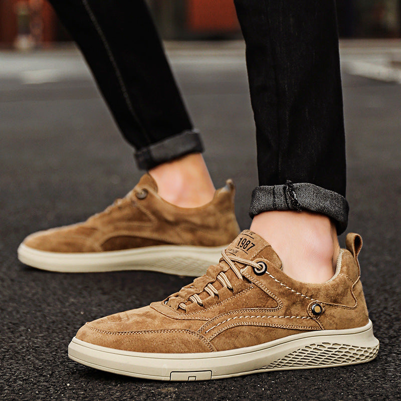 Zapatos Casuales de Cuero Genuino para Hombre con Cordones y Suela de Goma
