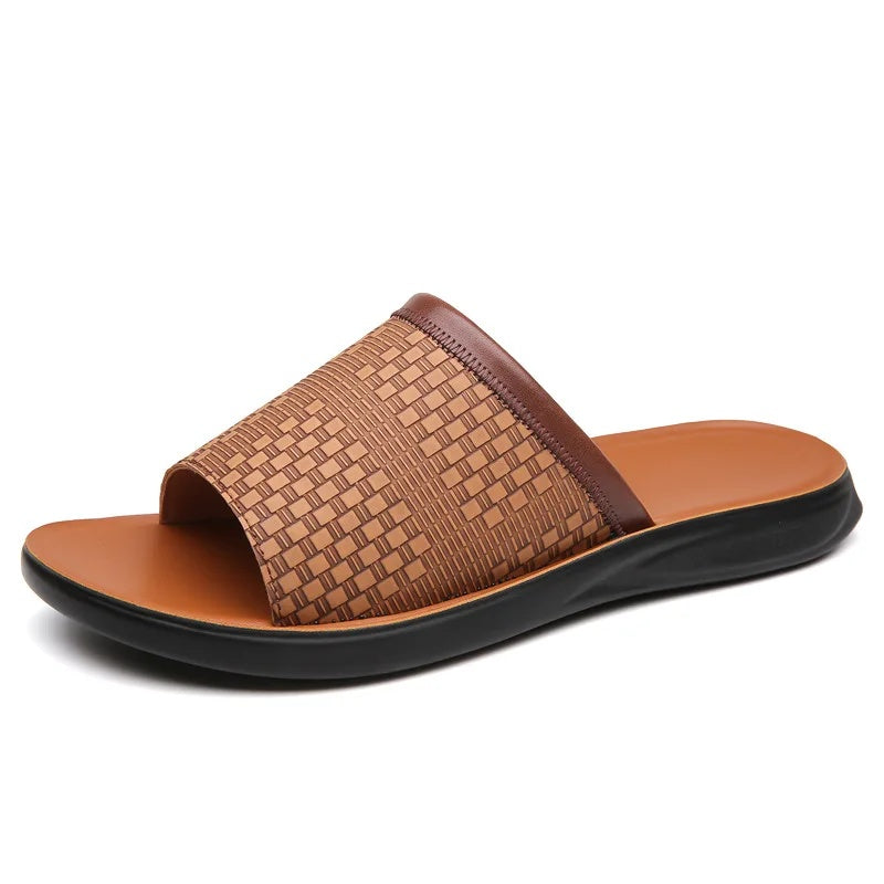 Chanclas de cuero para hombre con plantilla contorneada — diario