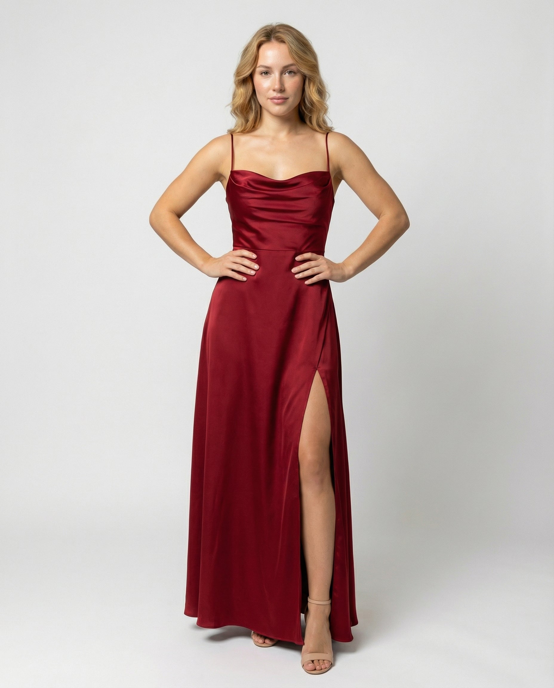Vestido largo para mujer - corte entallado con abertura lateral - fiesta