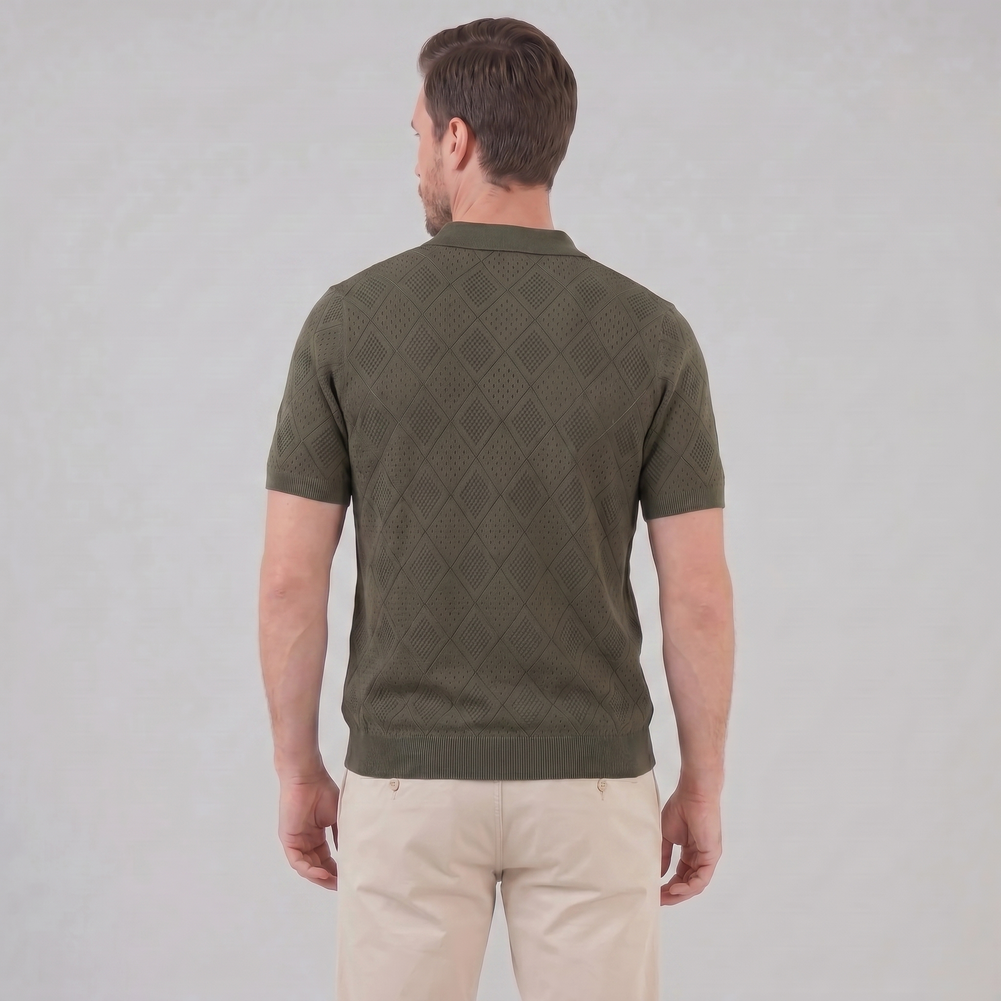 Polo para hombre con cremallera y punto calado — vacaciones
