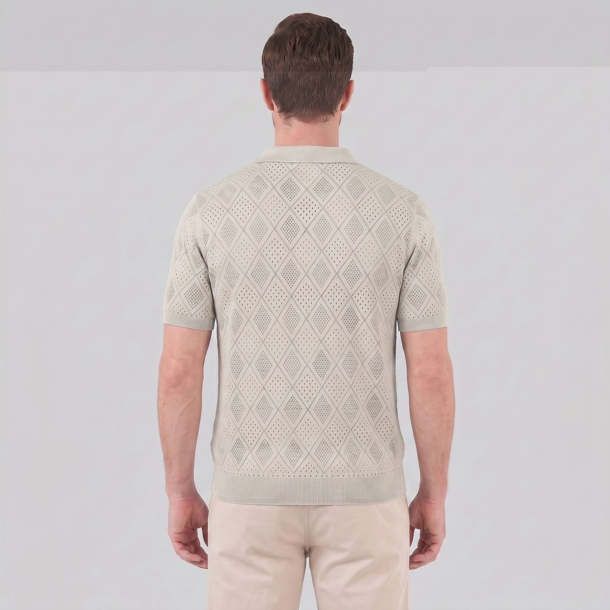 Polo para hombre con cremallera y punto calado — vacaciones