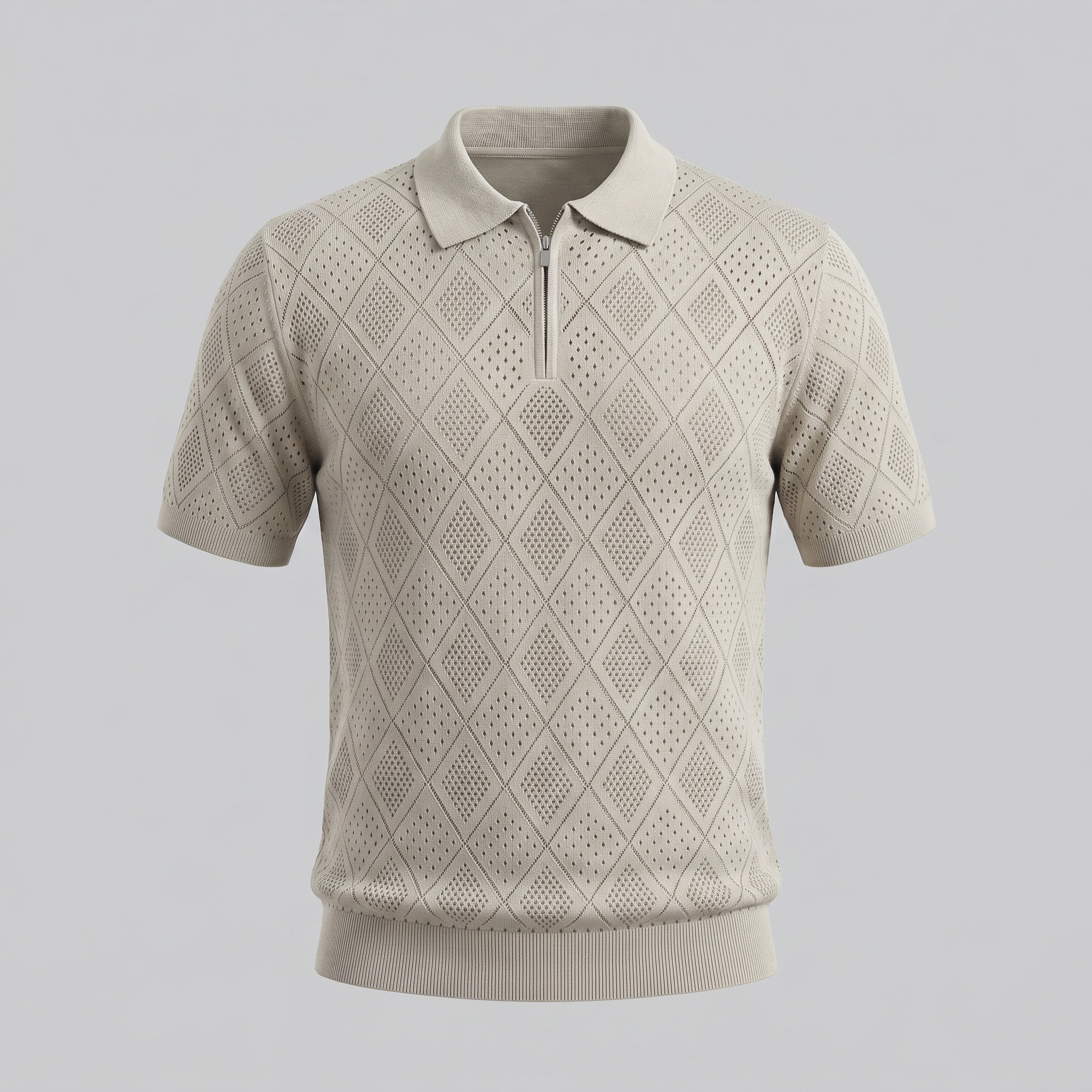 Polo para hombre con cremallera y punto calado — vacaciones