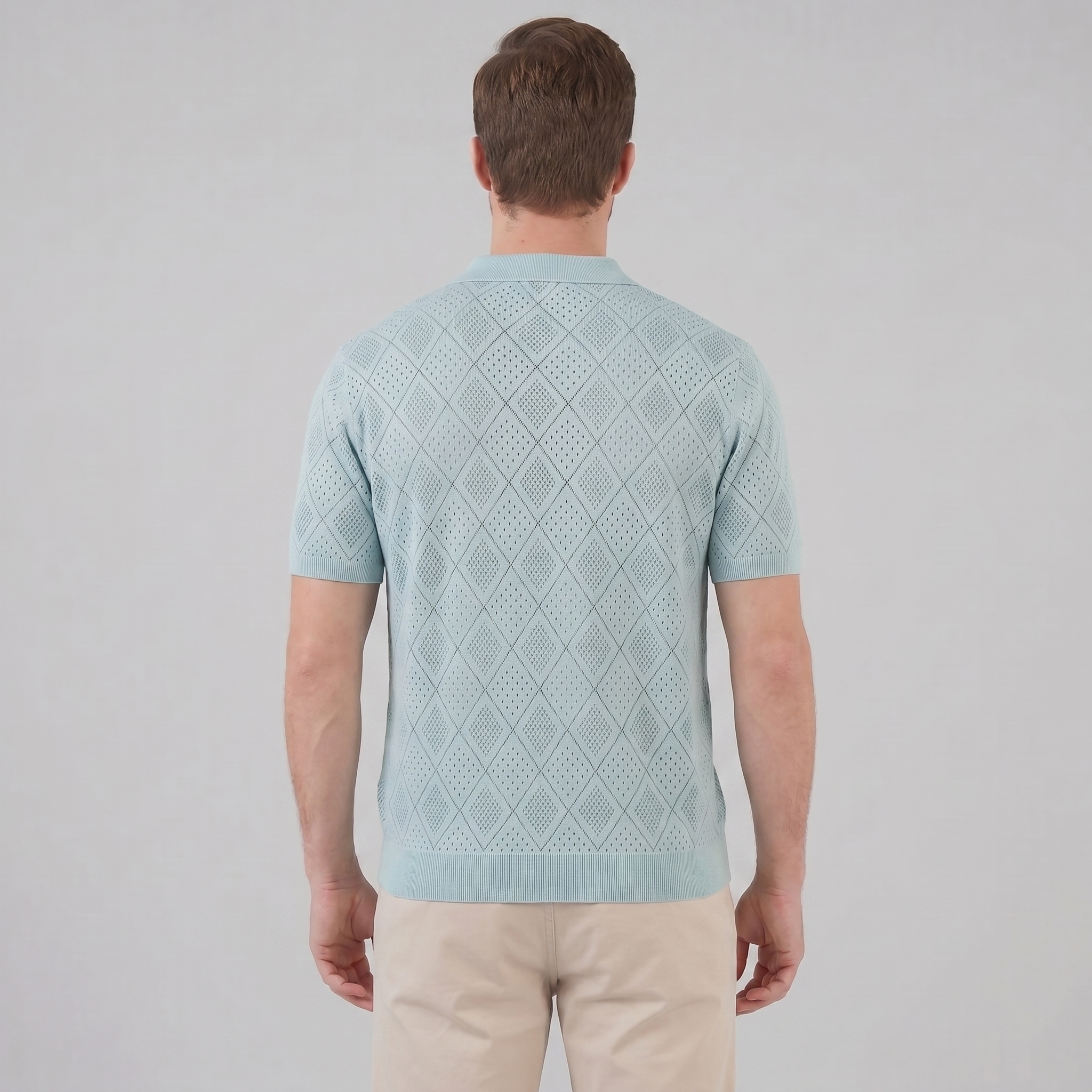 Polo para hombre con cremallera y punto calado — vacaciones