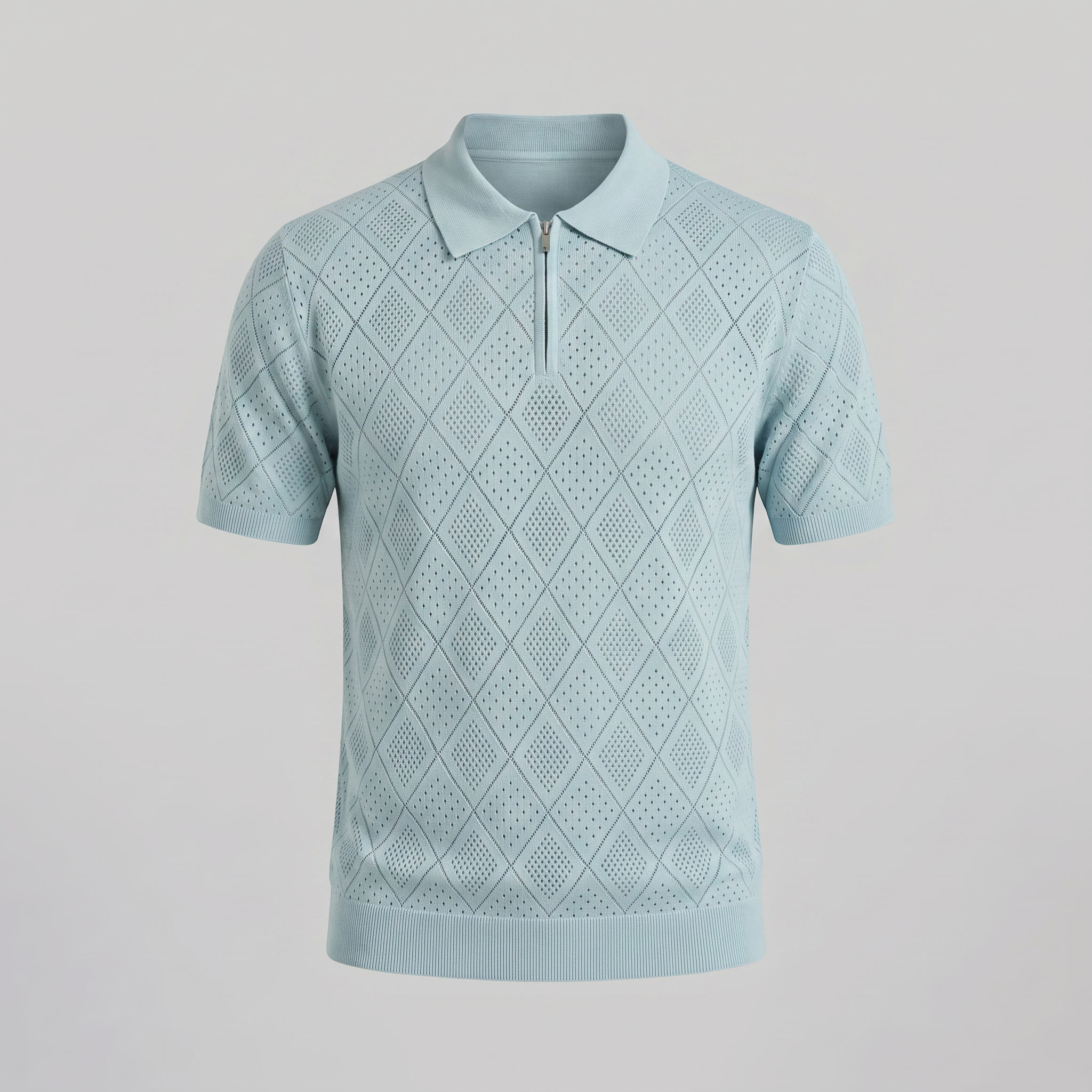 Polo para hombre con cremallera y punto calado — vacaciones