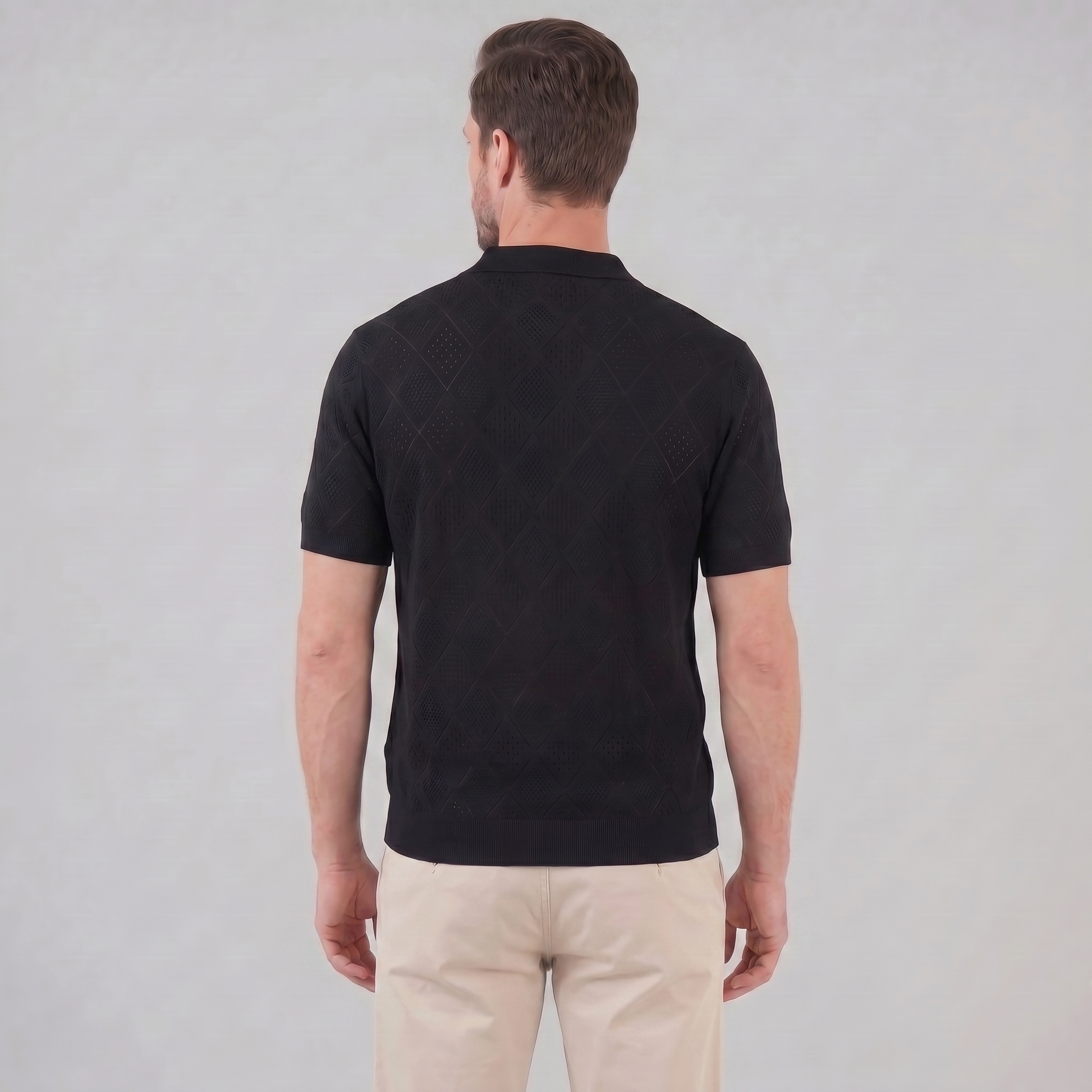 Polo para hombre con cremallera y punto calado — vacaciones