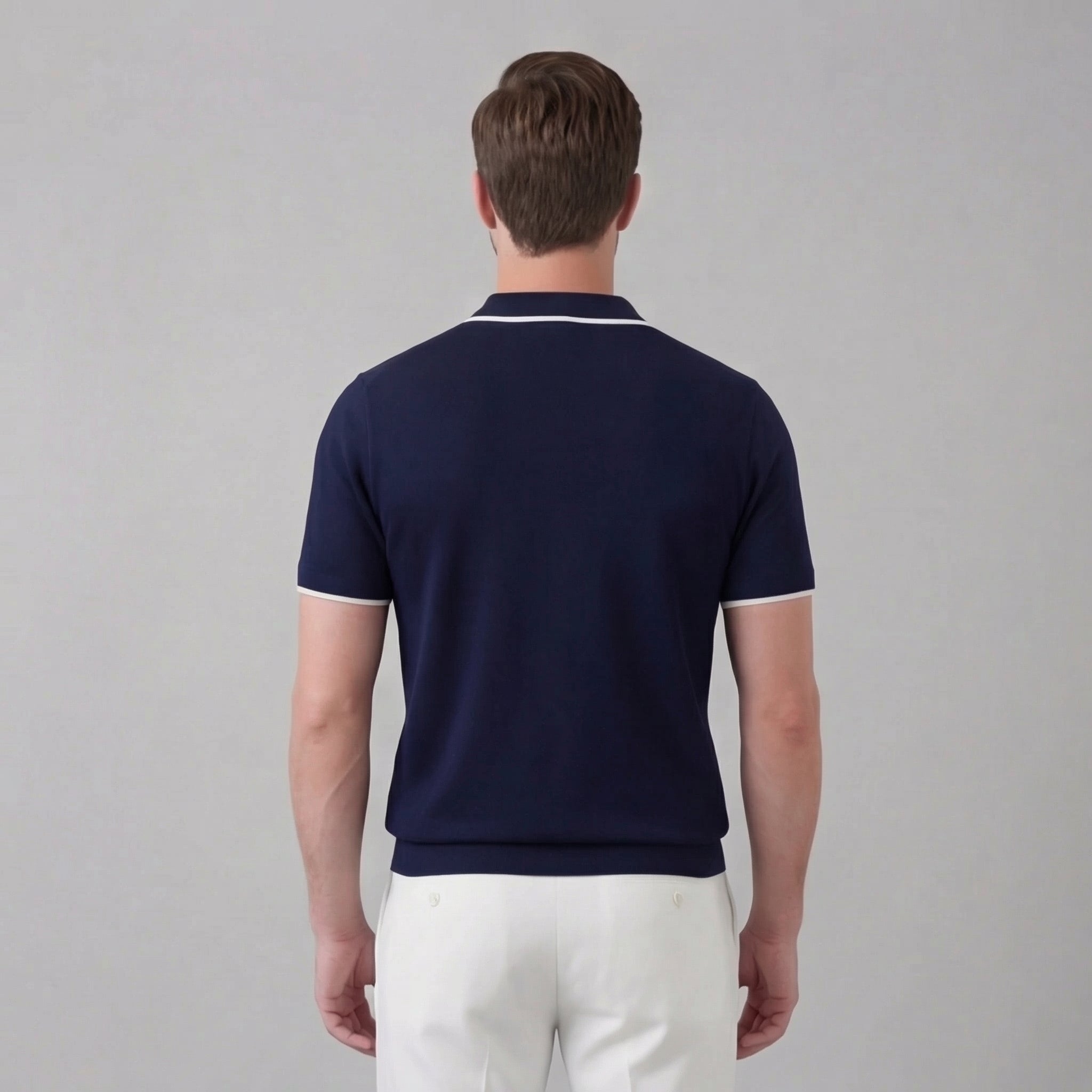 Polo in maglia da uomo | maglietta con collo a polo senza bottoni per tutti i giorni