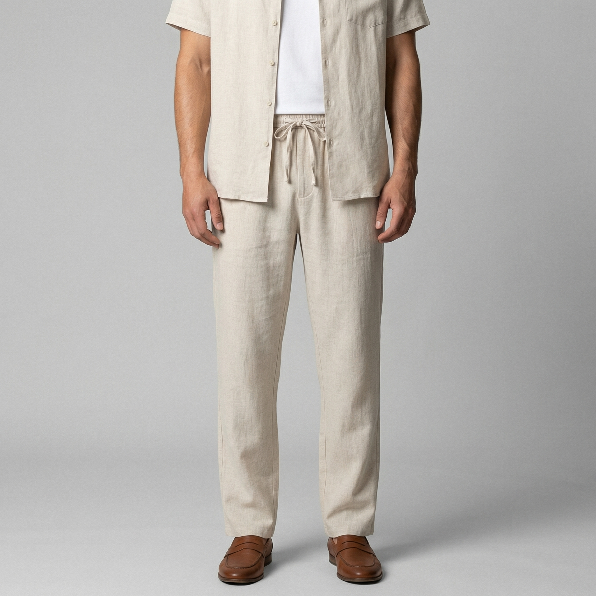 Pantalón lino hombre | ajuste entallado para playa