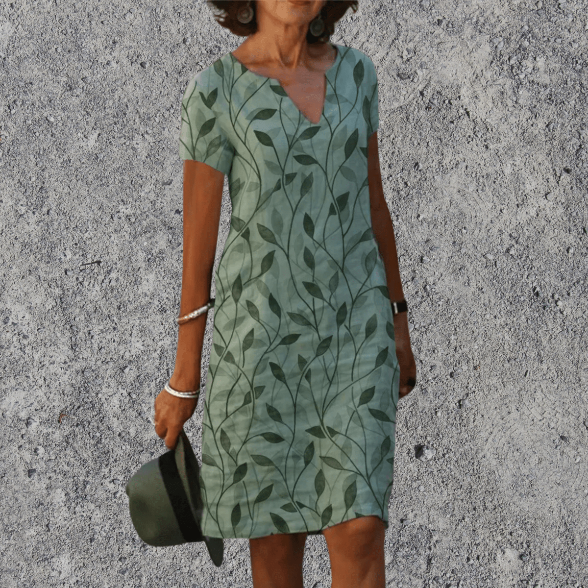 Vestido midi mujer estampado floral cuello V cómodo