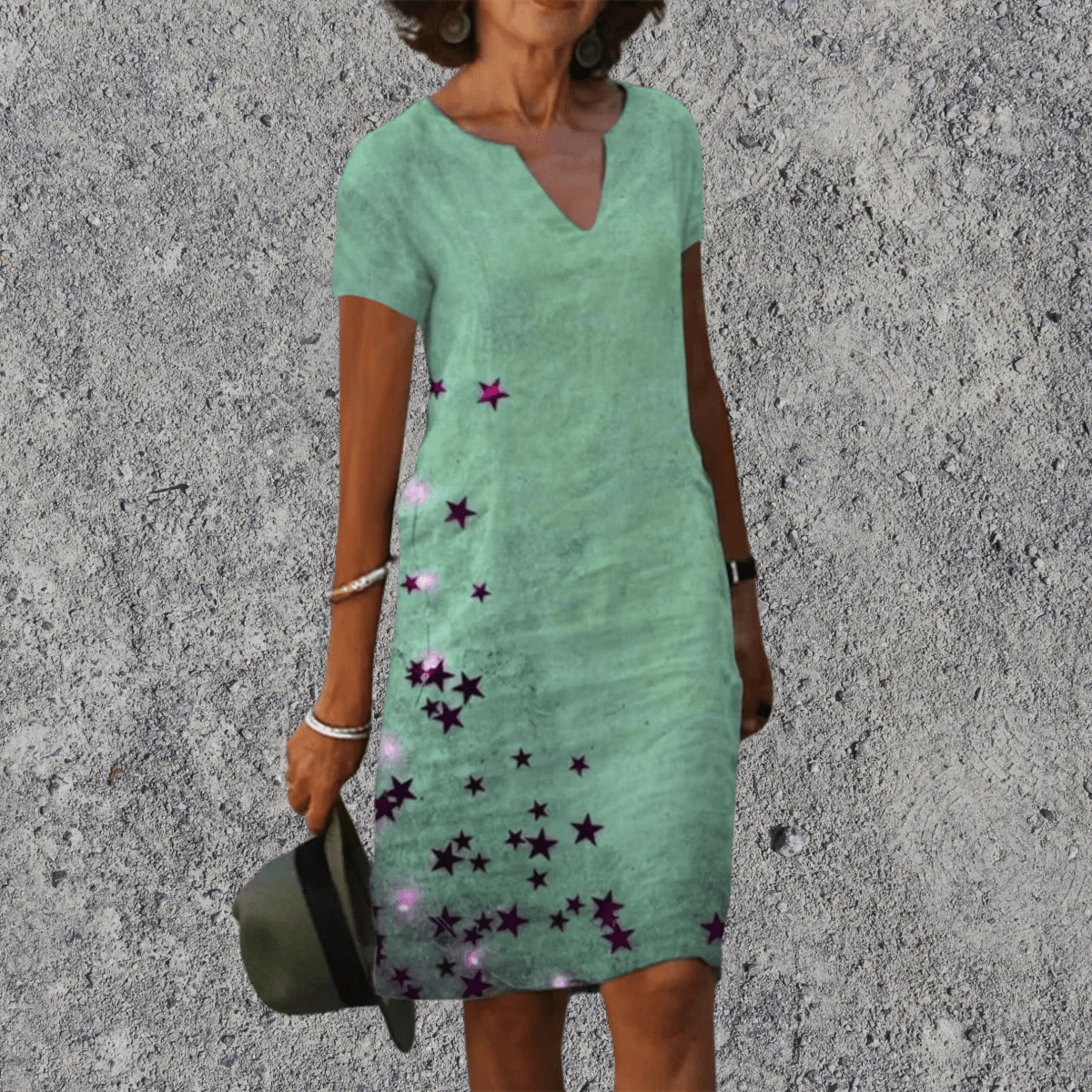 Vestido midi mujer estampado floral cuello V cómodo