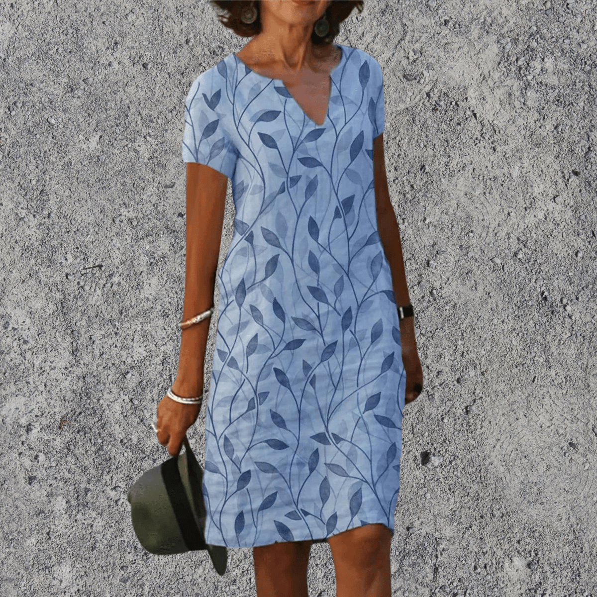 Vestido midi mujer estampado floral cuello V cómodo