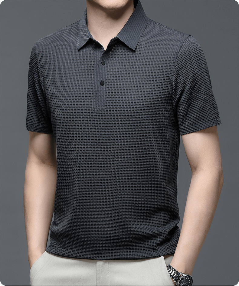 Polo de hombre con textura microestructurada y botones — business casual