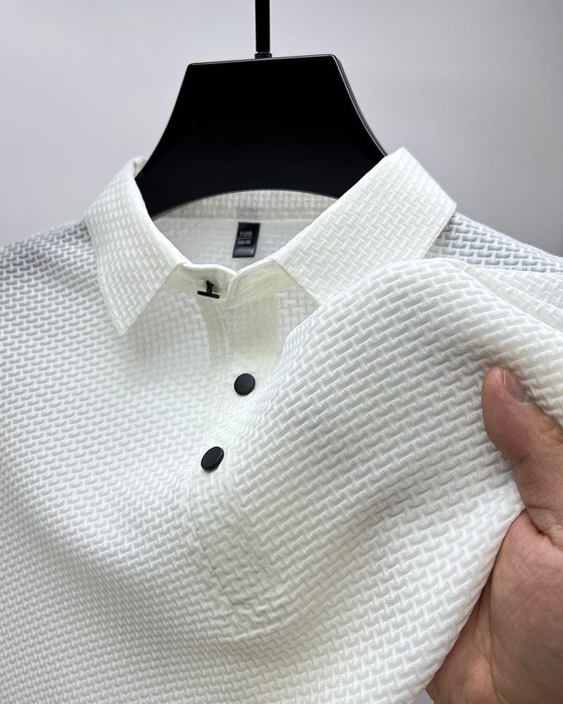 Pánské polo s mikrostrukturou a knoflíky — business casual