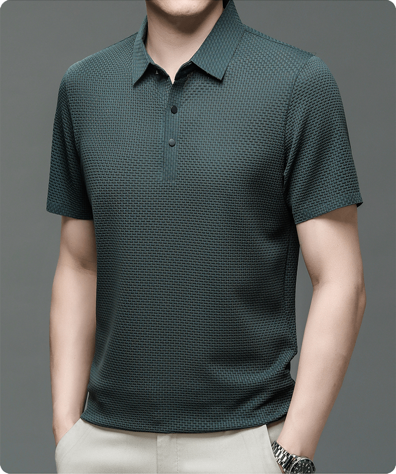 Pánské polo s mikrostrukturou a knoflíky — business casual