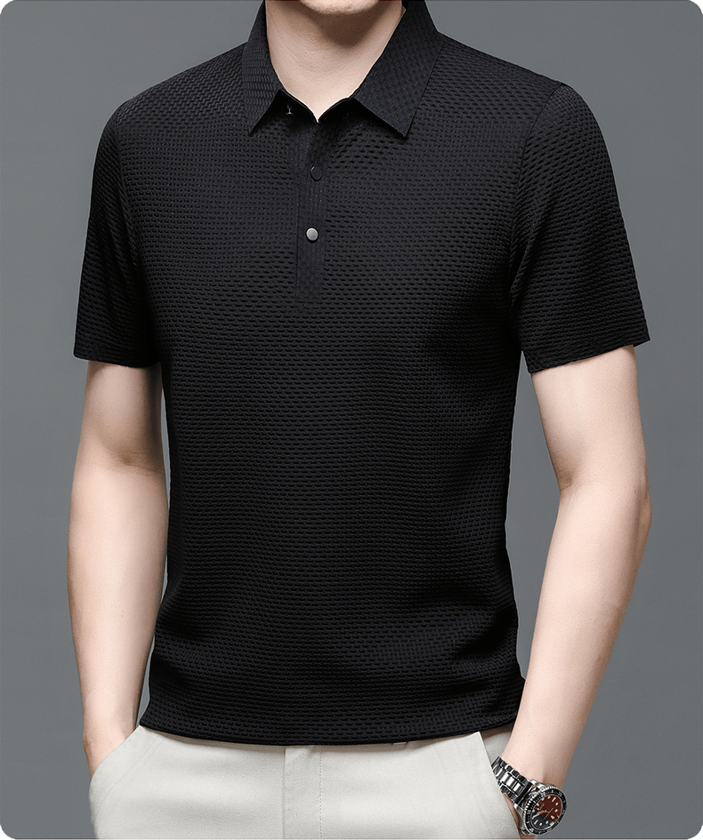 Pánské polo s mikrostrukturou a knoflíky — business casual