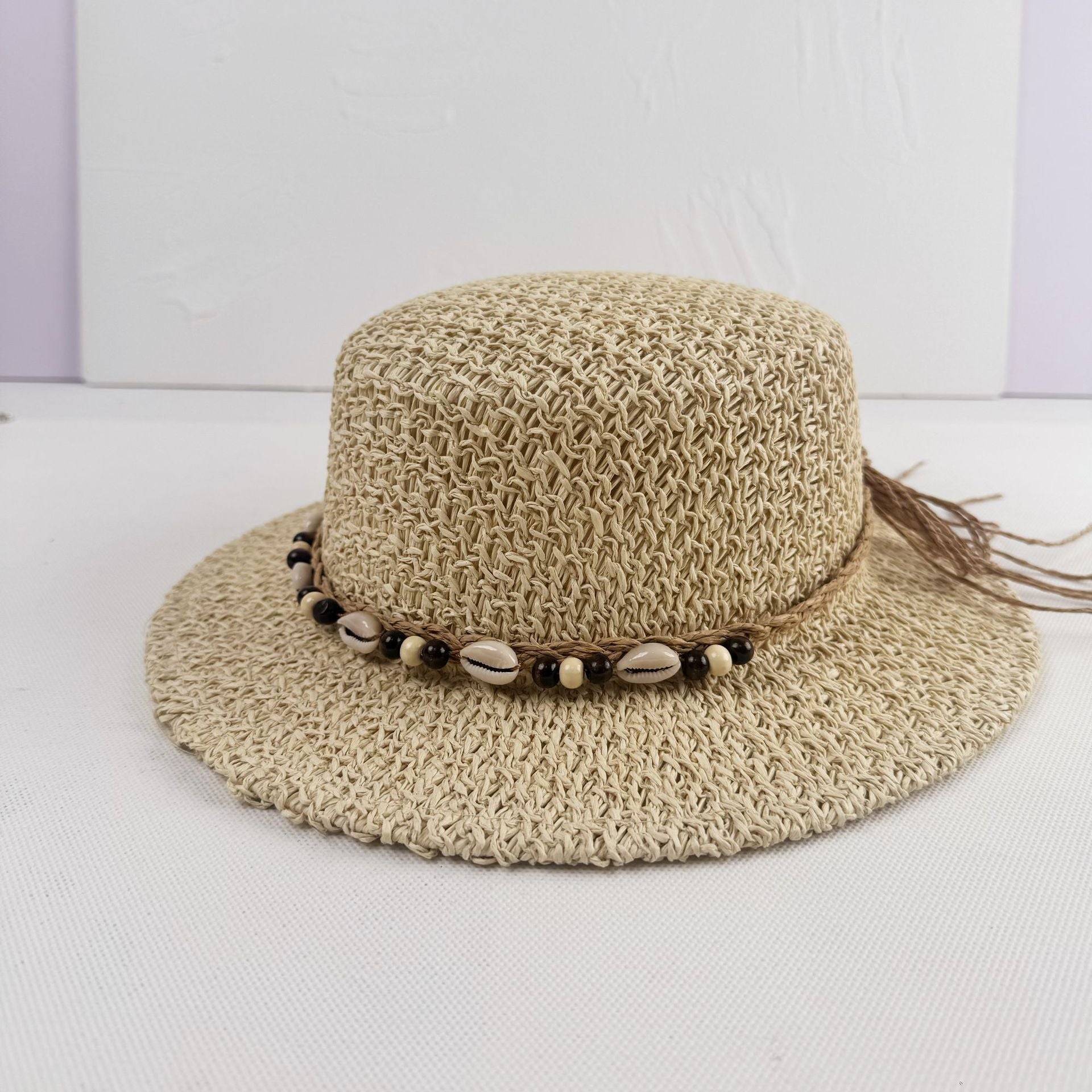 Sombrero de sol para mujer - ala ancha rígida - estilo playa retro