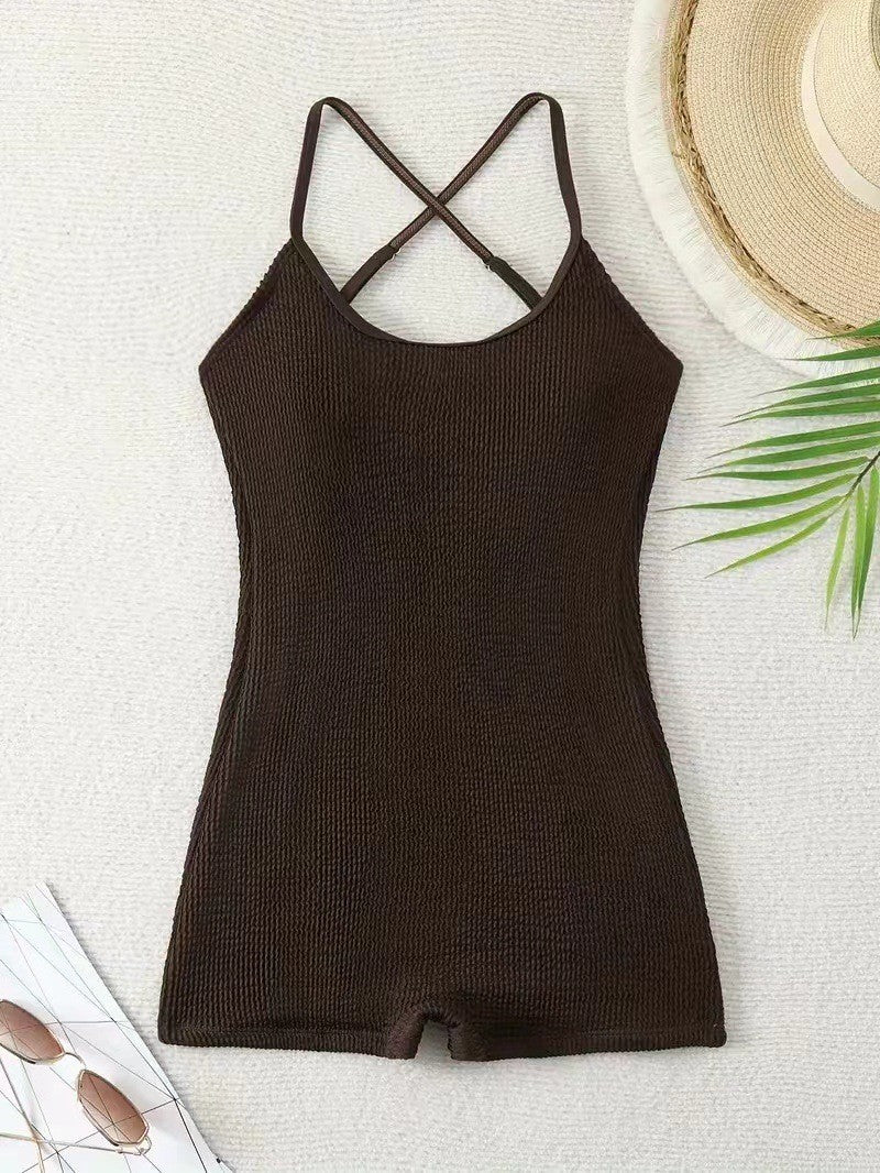 Women's Sports Swimsuit - One-Piece Cut with Straps - Swimming