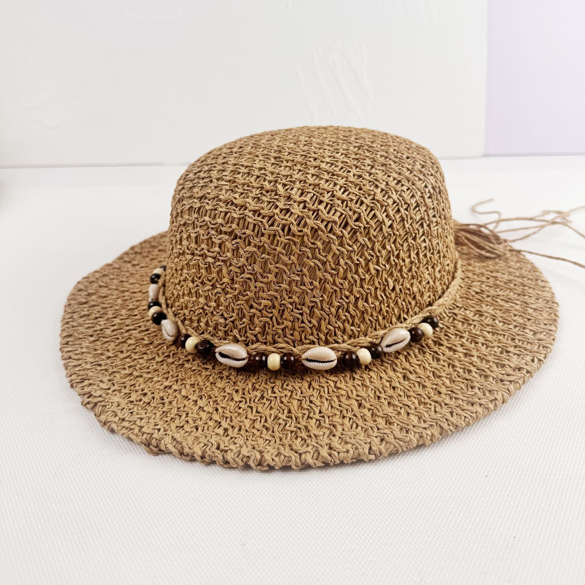 Sombrero de sol para mujer - ala ancha rígida - estilo playa retro