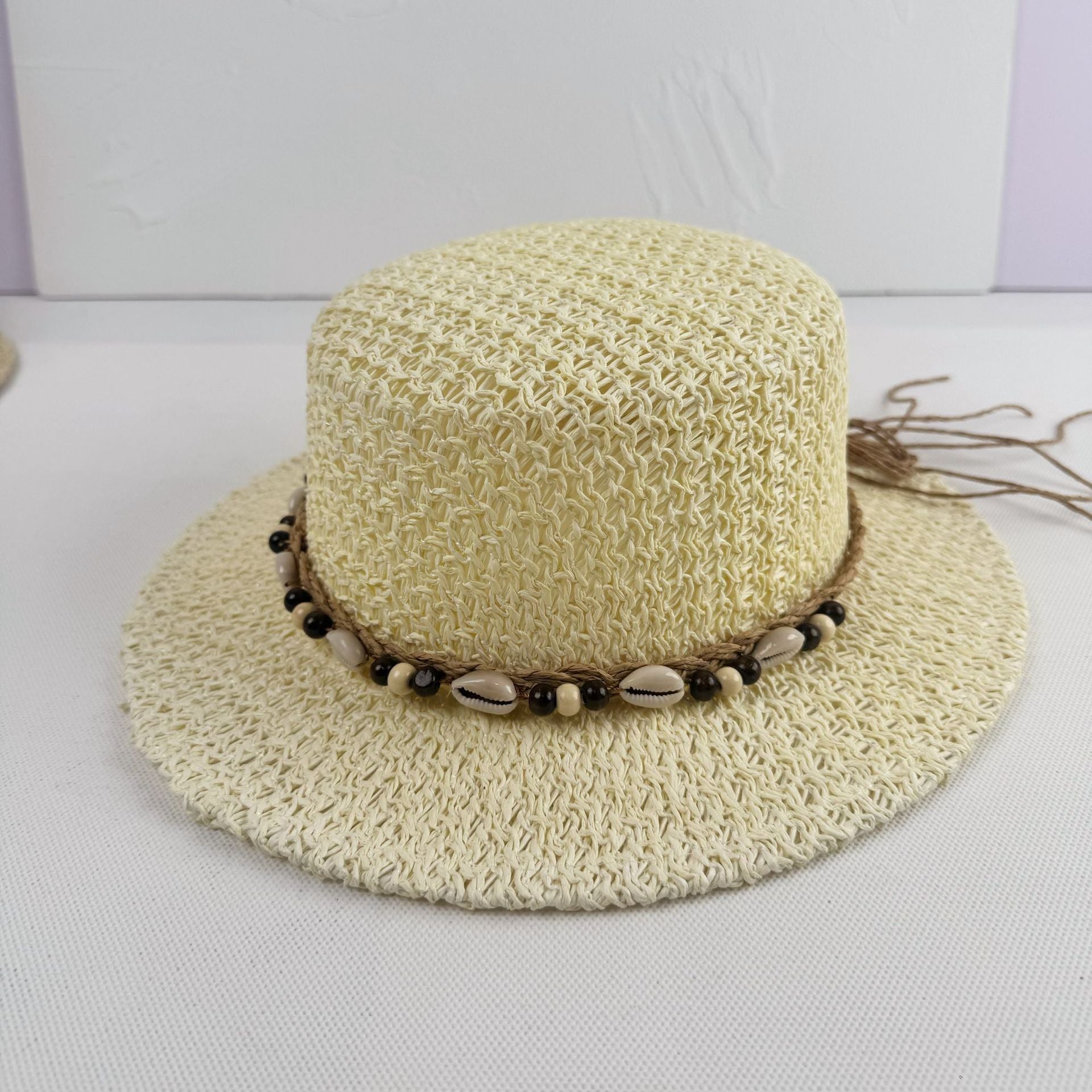 Sombrero de sol para mujer - ala ancha rígida - estilo playa retro