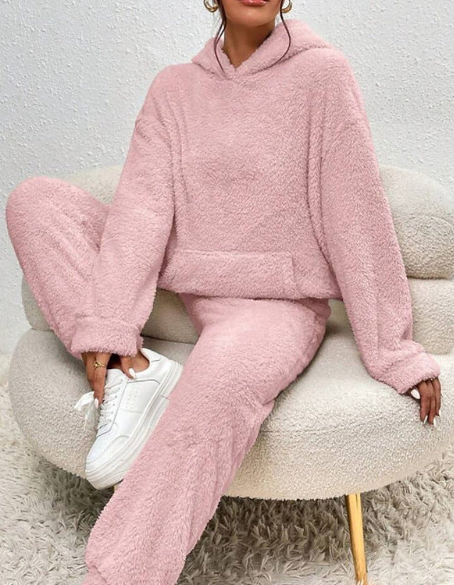 Conjunto de Sudadera con Capucha y Pantalón de Chándal para Mujer en Polar Suave