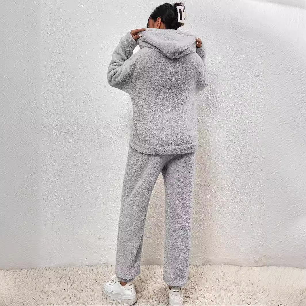 Conjunto de Sudadera con Capucha y Pantalón de Chándal para Mujer en Polar Suave