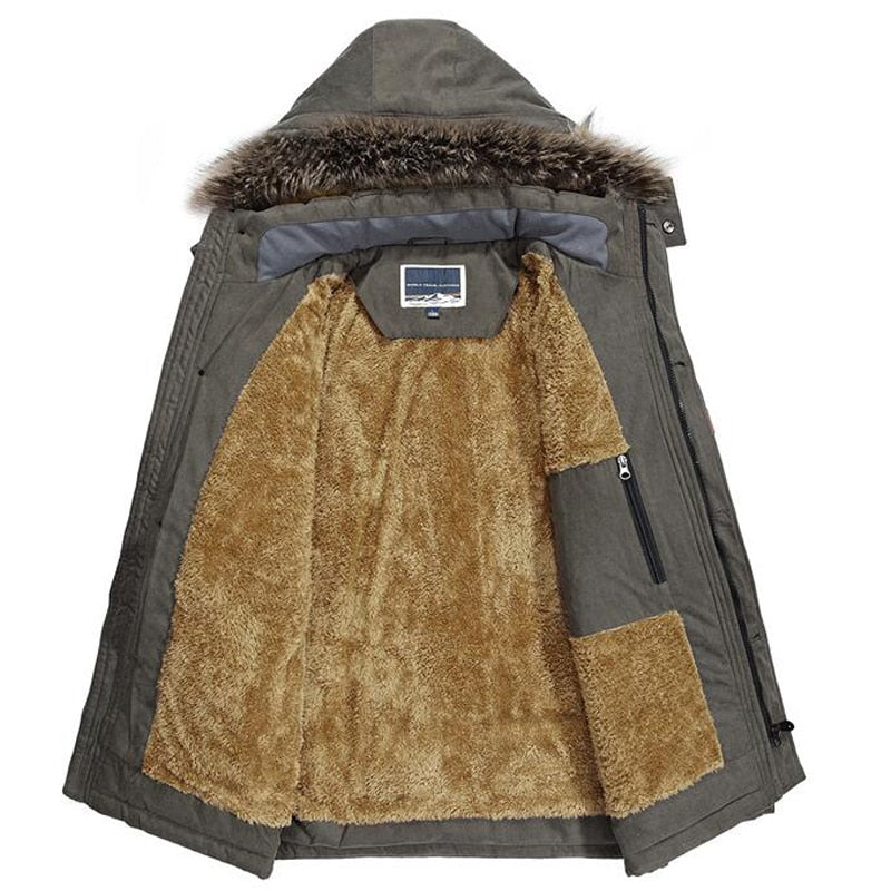 Parka Impermeable para Hombre con Forro Polar y Capucha con Ribete