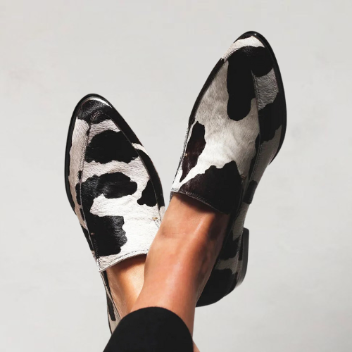 Mocasines Estilo Mule de Piel con Punta Redonda y Suela de Goma para Mujer