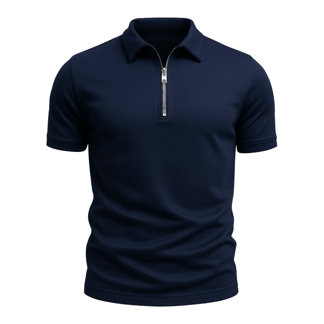 Polo para hombre con cuello de cremallera y manga corta — casual