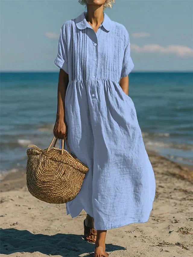 Vestido Camisero Mujer Midi Estilo Casual