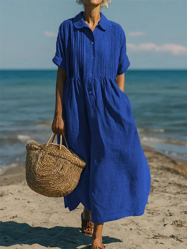 Vestido Camisero Mujer Midi Estilo Casual