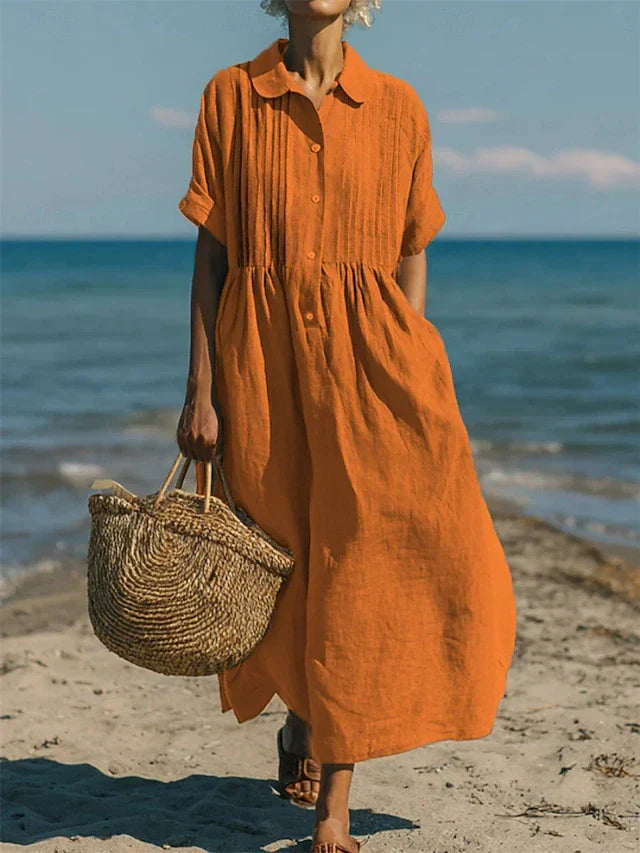 Vestido Camisero Mujer Midi Estilo Casual