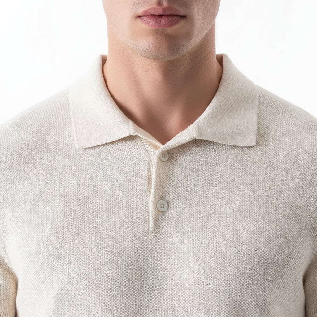 Polo de punto para hombre de algodón con corte sastre — casual
