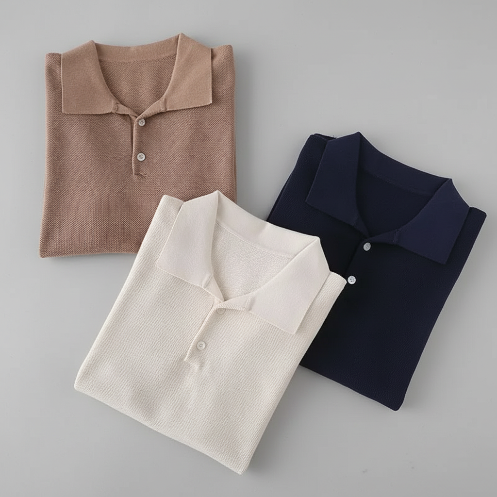 Polo de punto para hombre de algodón con corte sastre — casual