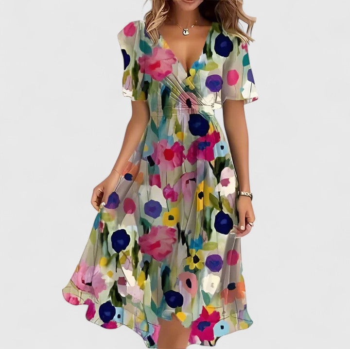 Vestido corto con vuelo | vestido floral para ocasiones