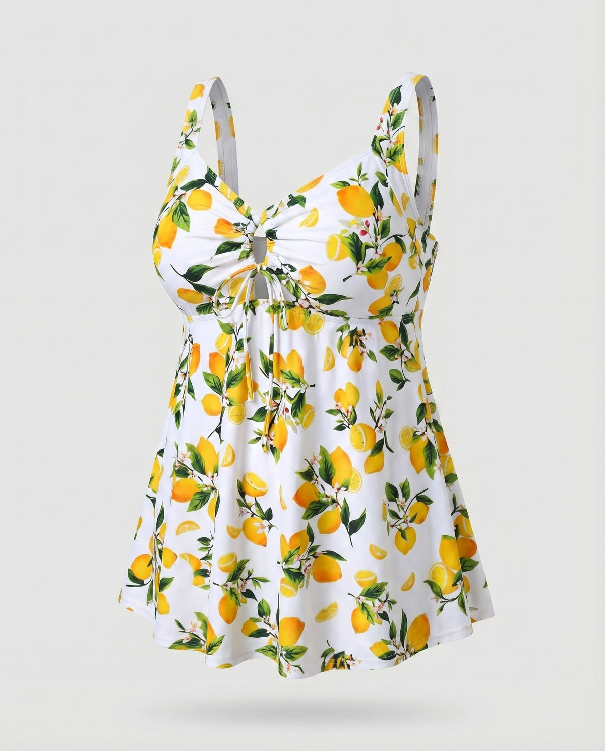 Top de tankini de cintura alta para mulher com decote keyhole e bainha de túnica