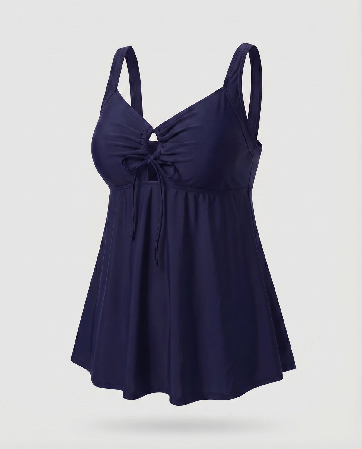 Top de tankini de cintura alta para mulher com decote keyhole e bainha de túnica