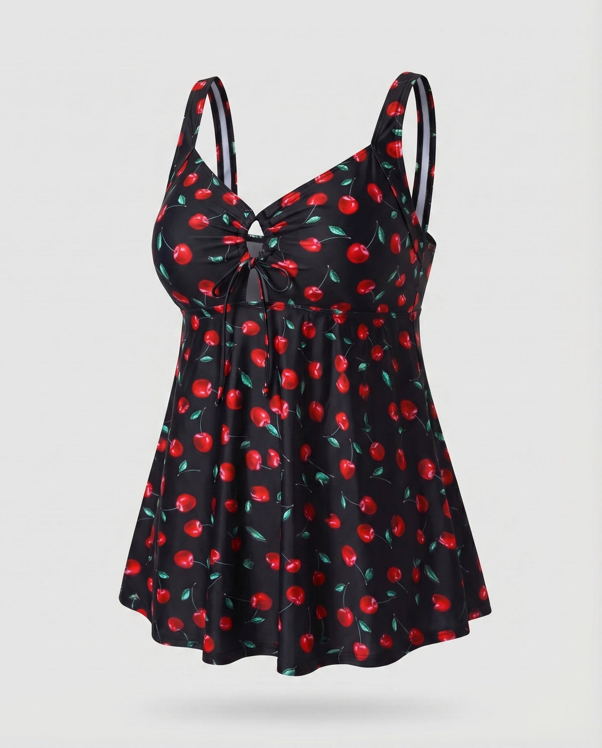 Top de tankini de cintura alta para mulher com decote keyhole e bainha de túnica