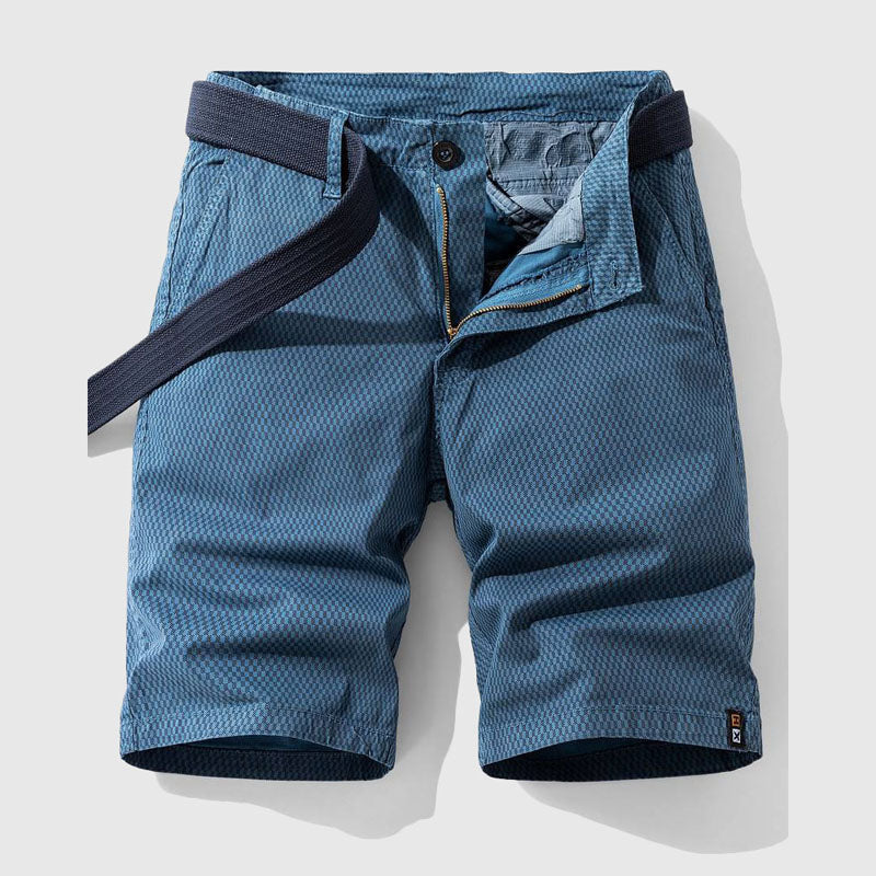 Pantalones Cortos de Algodón con Patrón de Cuadrícula y Cierre de Cremallera para Hombre