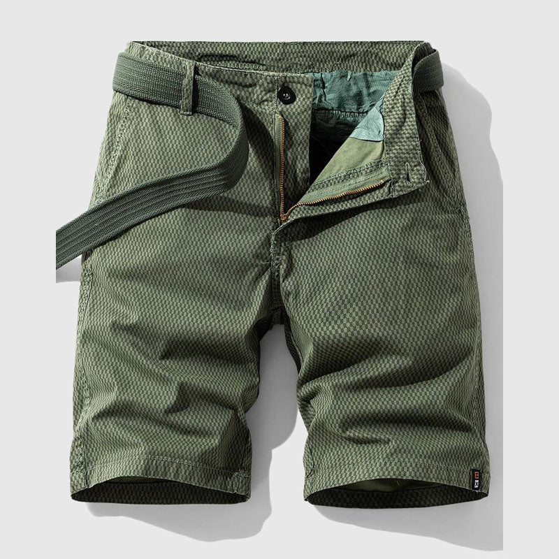 Pantalones Cortos de Algodón con Patrón de Cuadrícula y Cierre de Cremallera para Hombre