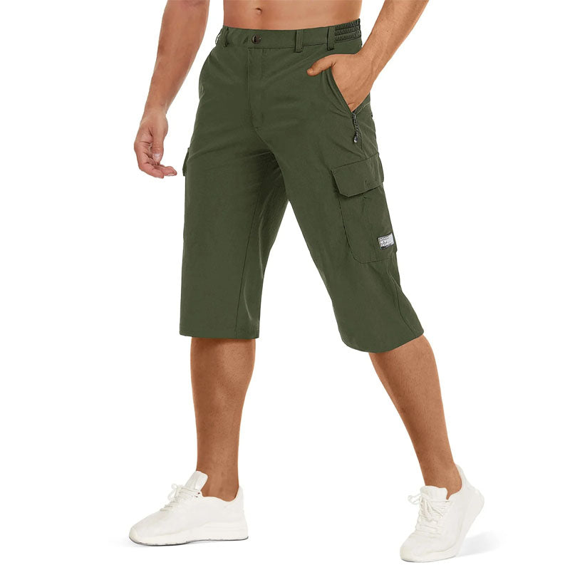Pantalones Capri de Senderismo para Hombre de Secado Rápido con Bolsillos con Cremallera