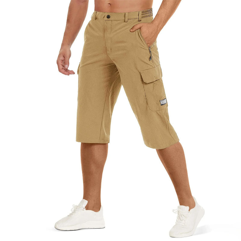 Pantalones Capri de Senderismo para Hombre de Secado Rápido con Bolsillos con Cremallera
