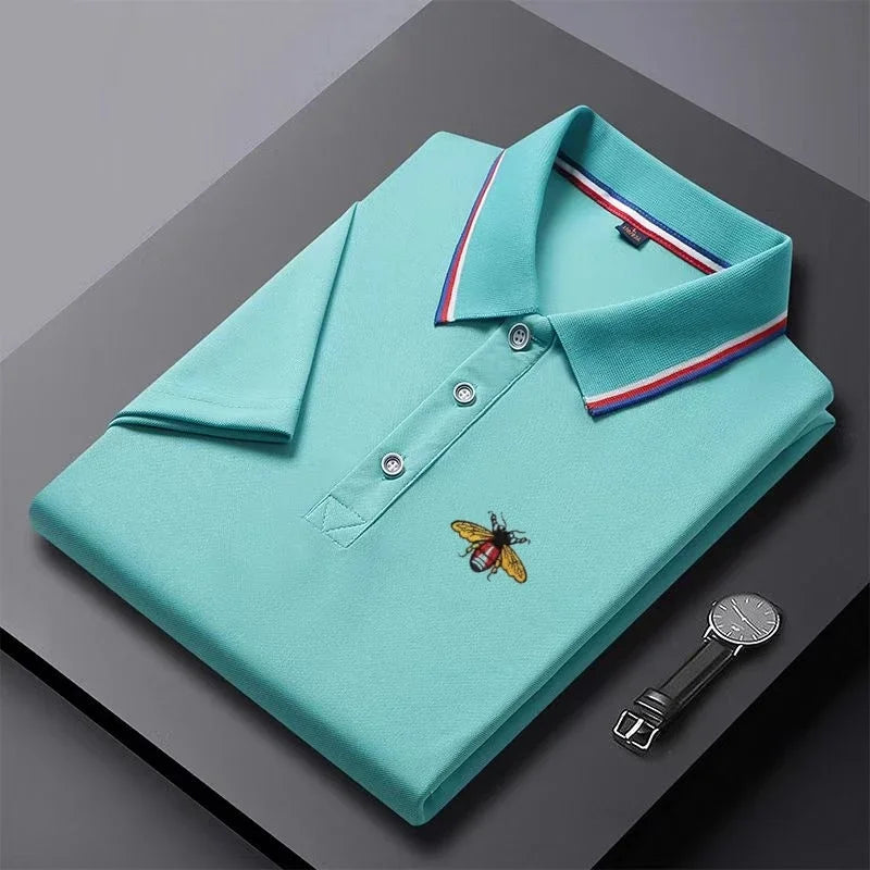 Polo de manga corta para hombre - bordado con botones - casual diario