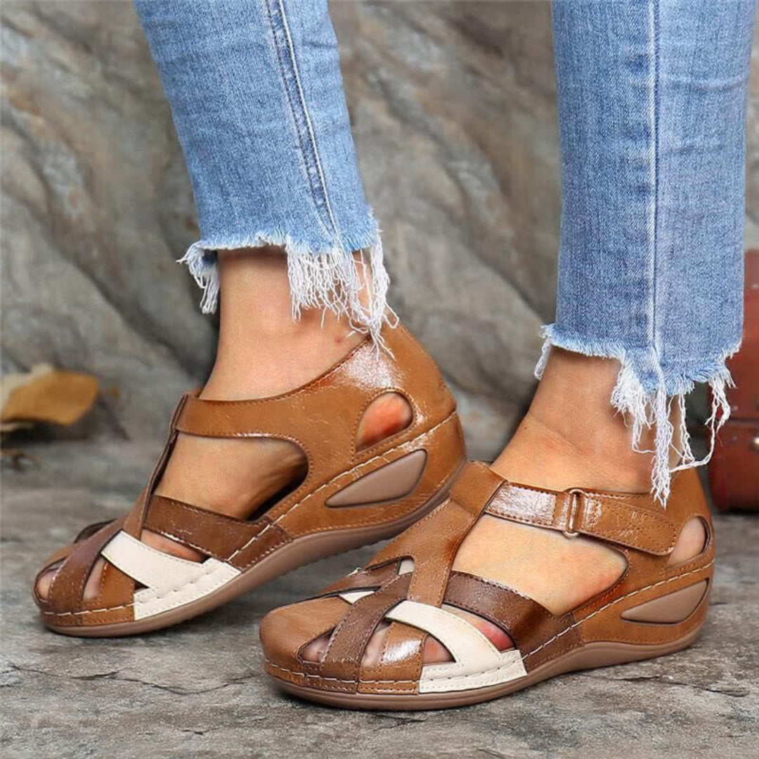 Sandalias de Cuero para Mujer con Diseño de Tiras Entrelazadas y Suela Flexible