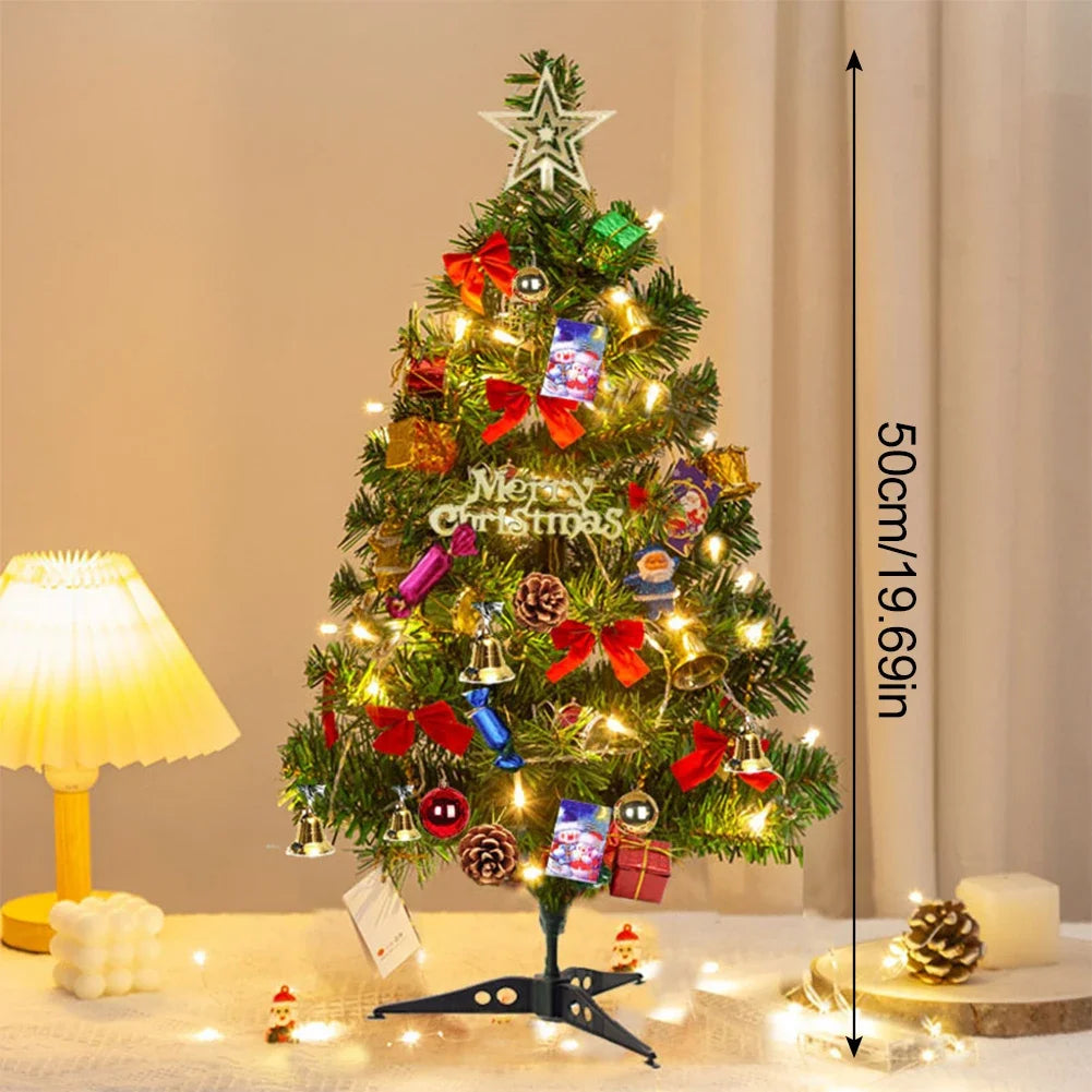 Dekorativní stolní stromek o výšce 50 cm s LED světýlky a sadou ozdob