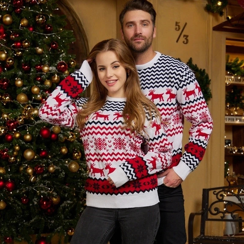 Pull de Noël assorti pour toute la famille, femme, homme et enfants, à col rond