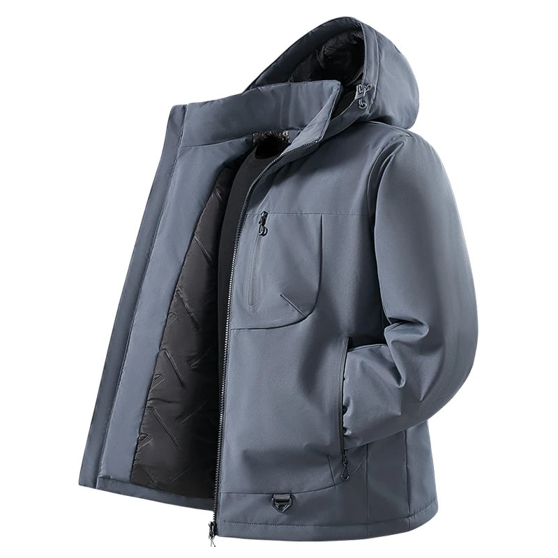 Chaqueta Cortavientos de Poliéster para Hombre con Forro de Grafeno y Capucha