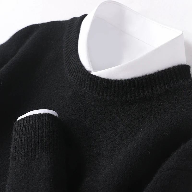 Jersey de Punto Fino para Hombre con Cuello Redondo y Ajuste Regular