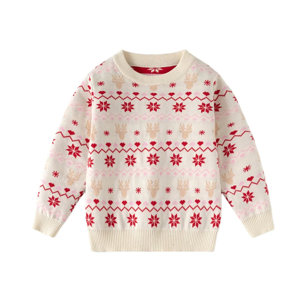 Jersey Navideño Infantil Unisex de Algodón y Poliéster con Cuello Redondo