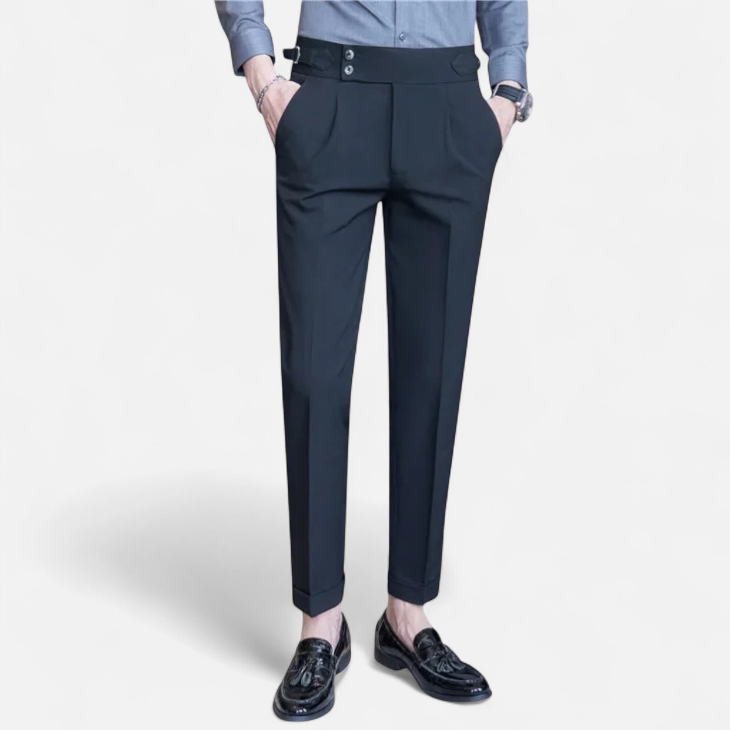 Pantalons élégants pour homme style anglais coupe ajustée